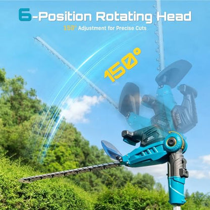 SEESII 2-in-1 Pole & Cordless Hedge Trimmer, 20" Electric Bush Trimmer 20V - color: Sky Blue