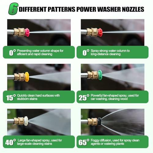 Gutter Cleaning Tools From the Ground, 9 Pack 8 FT Pressure Washer Extension Wand, Power Washer Lance With 6 Pressure Washer Spray Nozzle Tips, 30°, 90°, 120° Gutter Cleaner Curved Rod, 4000 PSI