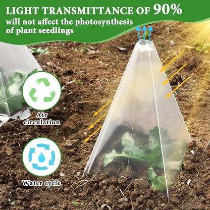 Reusable Plastic Garden Cloches, 7.8" x 11" Mini Greenhouse, 1.2mm Thick Clear Bell Covers with Metal Stakes Against Sun, Frost, Snails, Plant Protector (40pcs-Clear) - size: 40pcs-clear
