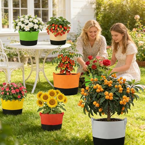 18 Pack Grow Bags, Heavy Duty Fabric Pots Nonwoven Potato Grow Bags