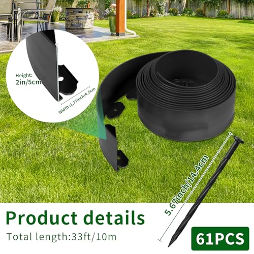 AggFencer Landscape Edging 2in Garden Edging Borders No Dig 33ft - color: Black, size: 2in x 33ft