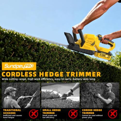 21-in 21V Cordless Battery Powered Electric Hedge Trimmer Yellow - color: Yellow
