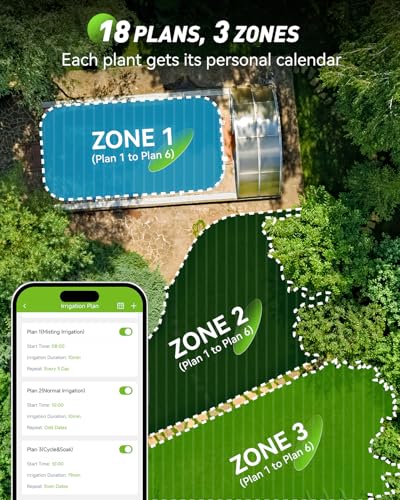 RAINPOINT 3 Zone WiFi Water Timer with Smart Gateway, Brass Inlet/Outlet WiFi Sprinkler Timer, Voice Control, Smart Watering System by Time/Weather/Quantity/Soil Moisture, (Green, 3 Zone) - color: Green