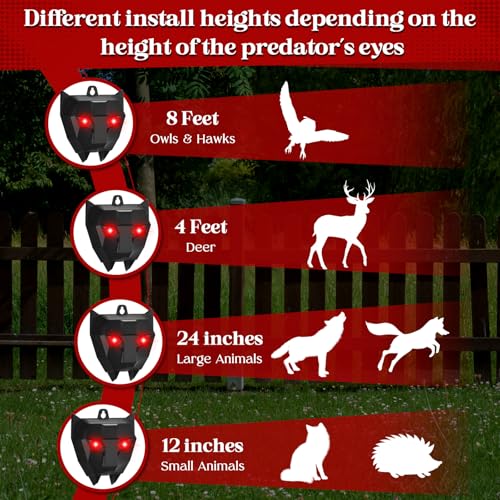 4 Pack Solar Animal Repellent,Waterproof Solar Nocturnal Animal Deterrent Device with Flashing Lights - Chase Away Raccoon,Coyote,Deer,Fox,Cat,Outdoor Pest Control for Garden, Chicken Coop & Farm