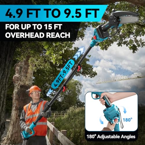 4-in-1 6" Pole Saw & Pruner Kit 8.5FT Extension 2x 21V Battery