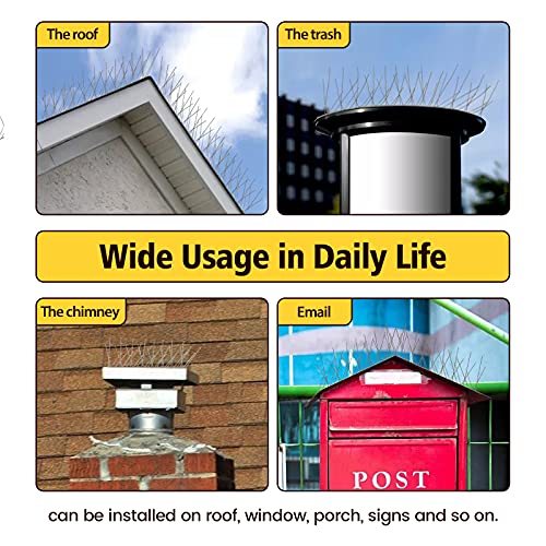 KKY 48 Pack Bird Spikes-13 inch Anti-Bird Nails Repellent Metal Deterant Spinners for Pigeon and Other Small Birds 51.9 Feet - size: 51.9 Feet