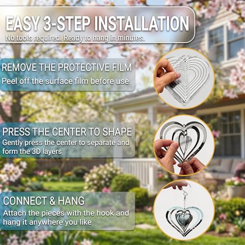 Reflective Bird Deterrents for Outside, Woodpecker Repellent - size: Heart