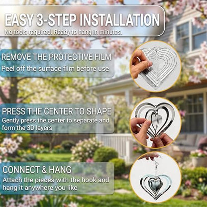 Reflective Bird Deterrents for Outside, Woodpecker Repellent - size: Heart
