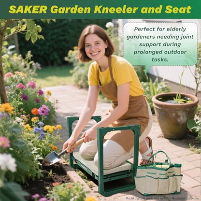 Saker Garden Kneeler and Seat Foldable Gardening Stool with Extendable Legs - size: Luxury version