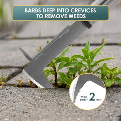 BARAYSTUS Crack Weeder, Stainless Steel Manual Crevice Weeding Tool,13" Weed Grabber Remover, L-Shaped Manual Weeder Puller, Durable Crevice Weeding Tool for Sidewalk Garden Patio Lawn - size: 13 inch