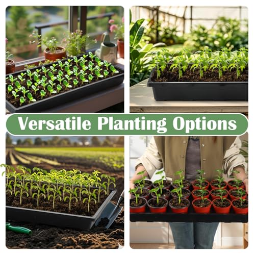 RooTrimmer 1020 Nursery Pot Trays 5 Pack, Plastic Flat Seed Starter Tray, Reusable Seedling Starting Tray for Holding and Carrying Plant Pots (Black) - color: Black, size: TP1020-5P