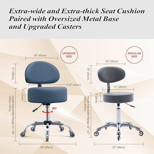 Ergonomic Rolling Drafting Stool with Backrest Lumbar Support - color: Blue, style: Classic