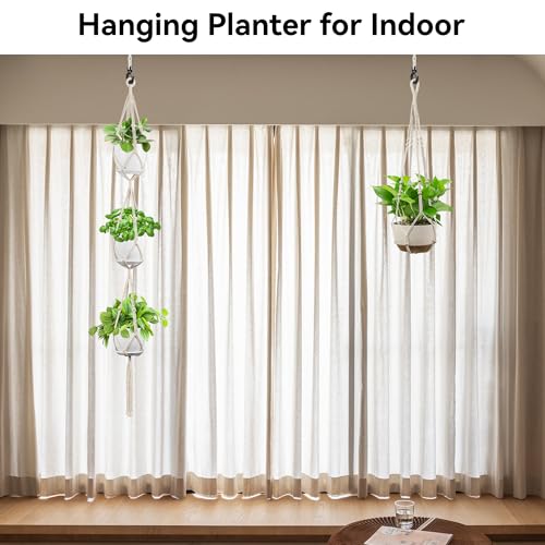 USLAI Macrame Plant Hanger, for Up to 15 Inch Pots, 72+35 Inch, Ivory - color: 72+35 Inch - Ivory