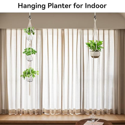 USLAI Macrame Plant Hanger, for Up to 15 Inch Pots, 72+35 Inch, Ivory - color: 72+35 Inch - Ivory