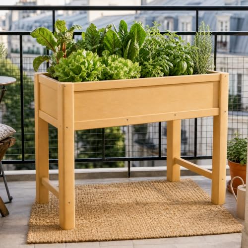 PASAMIC Raised Garden Bed with Legs, 40" HIPS Sturdy Elevated Planter Box - color: Wooden, size: 40x24x30in