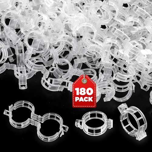 180 Pcs Plant Support Clips, Clear Plastic Trellis Clips, Garden Clips, Vegetable Clips, Vine Tomato Clips for Plants Support, Plant Clips for Climbing Plants to Grow Upright & Healthier - RamPro