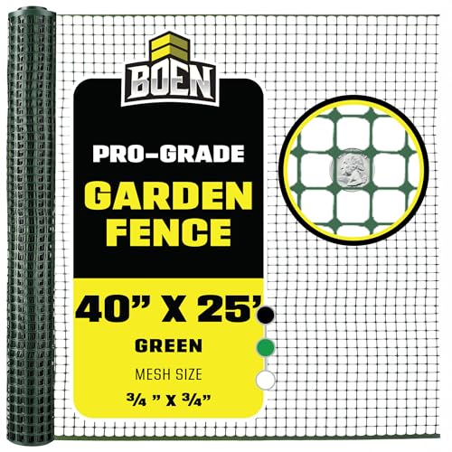 Plastic Garden Fence 40"x25' Green, Mesh Roll for Dog Deer Rabbit Barrier - color: Green, size: 40" x 25'