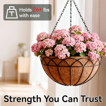 Halatool 2 Pack 14 Inch Hanging Baskets with Coco Liner, Heavy Duty Planter
