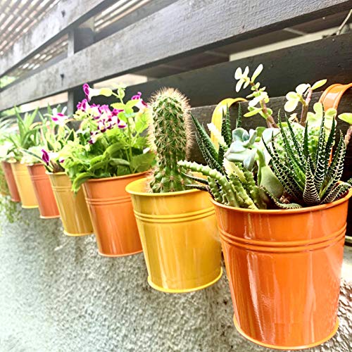 LaLaGreen Rail Planter for Outdoor Plants (4 in, 10 Pack) Orange Metal Pots - size: 4 Inch (Orange)