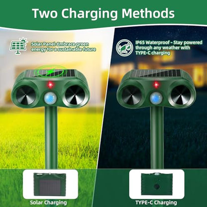 4 Pack Deer & Cat Deterrent with Motion Sensor for Yard & Garden