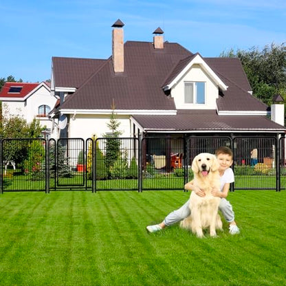 Garden Fence Animal Barrier, 48 in(H) X17.7 Ft(L) Wide Door Low Threshold, 8 Panels Heavy Duty Dog Fence Outdoor for Yard, Fencing for Garden Beds, Pet Fence Ourdoor - size: 48in(H)×18ft(L) 8 panels
