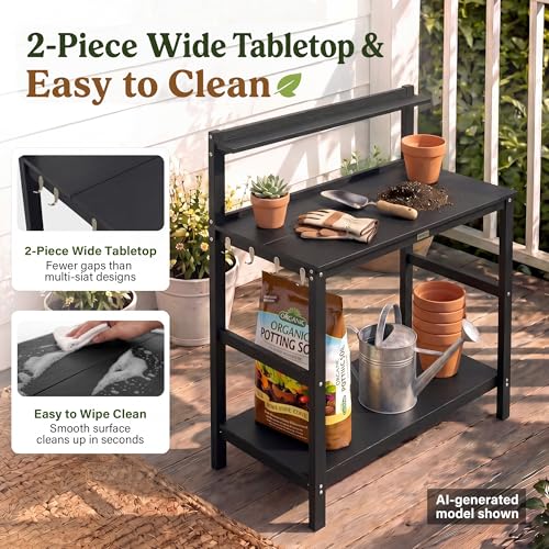 YEFU Potting Table, All-Weather Resistant,Black - color: Black, size: Classic