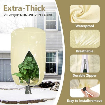 2 Pack Rounded Top Plant Covers Freeze Protection, 47"X72" Winter, Beige - size: Beige-47x72in-2PCS