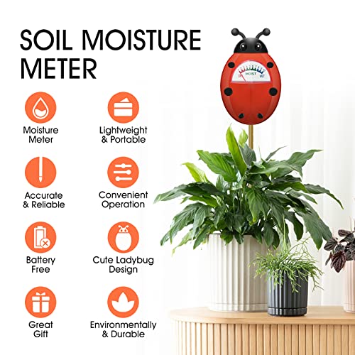 UNIWA Soil Moisture Meter, Plants Moisture Meter, Gardening Tool Kits for Plant Care, Plant Water Monitor for Garden, Farm, Lawn Indoor & Outdoor Use, No Batteries Required - color: Red 1Pack