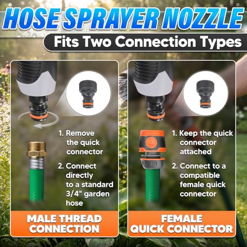 8 Pattern Garden Leak Proof Hose Nozzle Water High Pressure Sprayer - color: Grey-Orange