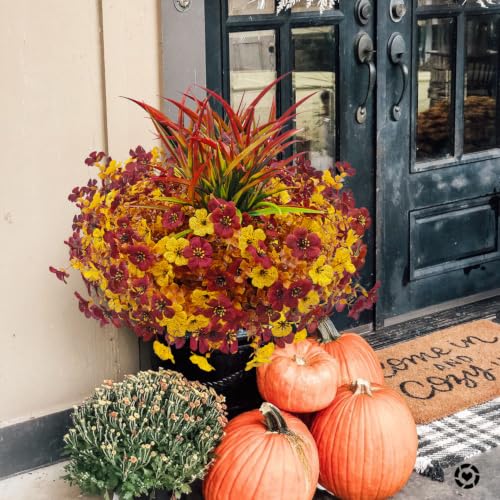 12 Bundles Artificial Fall Flowers for Outdoors Fake Mums UV Resistant - color: Fall Colors