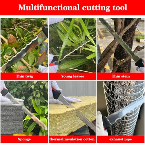 Insulation Knife - Sod Cutter Knife: stainless steel 11.14-Inch sharp blade, double side utility Lawn Repair Saw with Nylon Sheath - color: Long Red