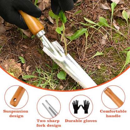 BokingOne 5-in-1 Stainless Steel Hand Weeder Puller Tool & Dandelion Fork Knife - Hand Weed Removal Tool for Weeding, Planting, Transplanting, Soil Cultivating & Flower Care（13.8-inches - color: 5-in-1 Stainless Weeder Tool