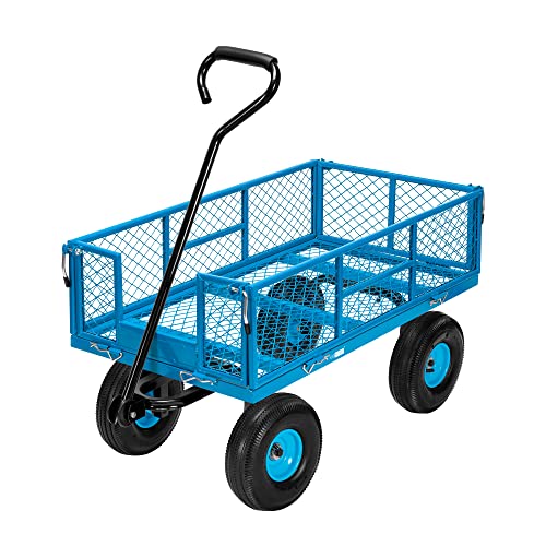 VIVOHOME Heavy Duty 880 Lbs 4.5 Cu Ft Mesh Steel Garden Cart Utility Wagon - color: Blue