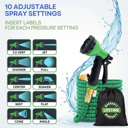 J&B XpandaHose 50ft Expandable Garden Hose, Lightweight, Brass Connectors - color: Green/Black, size: 50ft