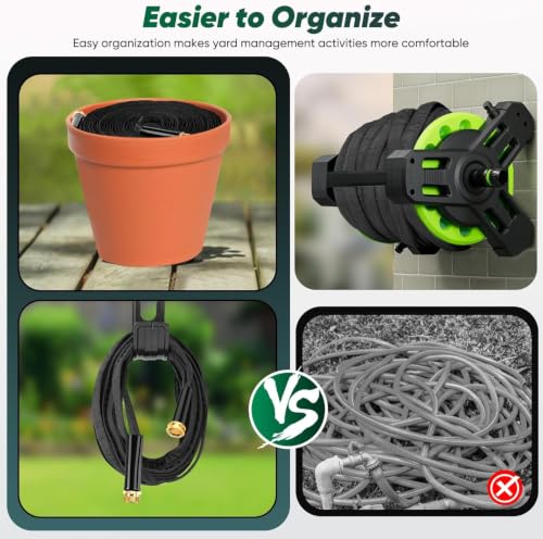 Garden Hose 50FT, Non-Expanding Water Hose with 3/4'' Standard Fittings - color: Black, size: 50ft