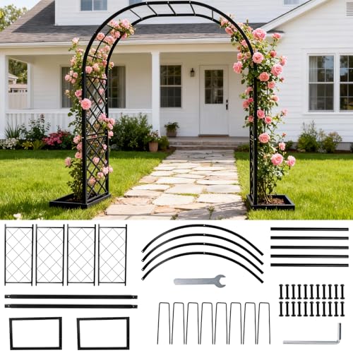 Heavy Duty Garden Arch Trellis, 110.2 x 89.7in Galvanized Steel Arbor