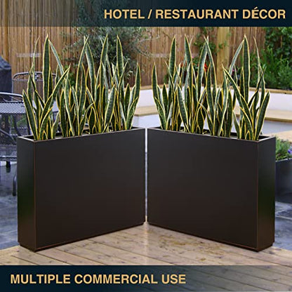 Wallowa Metallic Heavy Duty Outdoor Planter Box, 38Lx10Wx30H Span Planter - color: Black 30h, size: 38Lx10Wx30H