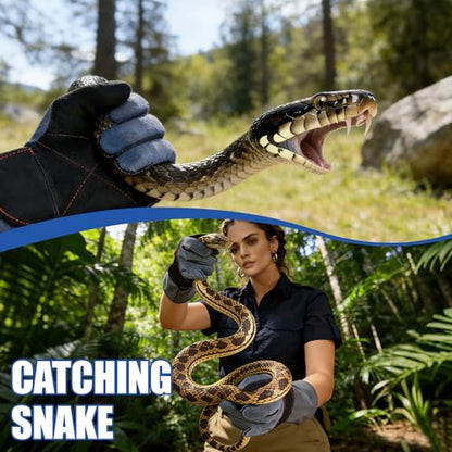 IC ICLOVER Animal Handling Gloves, Snake Bite Proof Gloves, Double Leather - color: M -14inch