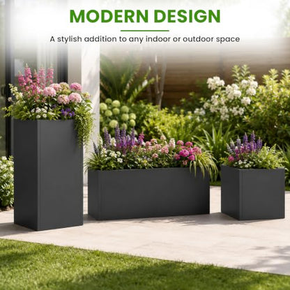 30 Inch Tall Outdoor Planter, Heavy Duty Galvanized Steel Planter Box - size: 30 Inch