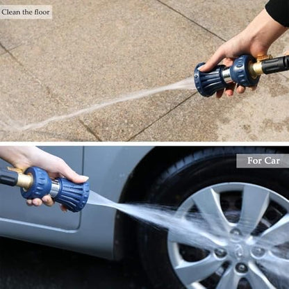 HOSUN Garden Hose Nozzle, Fireman Style Hose Nozzle, Heavy Duty Brass Hose Nozzle, Leak Proof & Best High-Pressure Sprayer for Plants Watering, Car Washing, Pet Washing, etc. (blue) - color: Blue