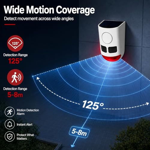 ChunHee Solar Motion Sensor Alarm Outdoor Dog Barking Alarm 4 Mode - color: White-6 PC