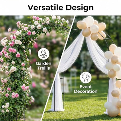 Galvanized Metal Arbor,4.6 Feet Wide x7.6 Feet High Heavy Duty Garden Arch Trellis, Rust-Resistant Metal Arbor for Climbing Plants Roses Vines, Outdoor Wedding Bridal Party Decoration Archway