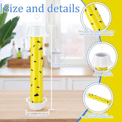 Qualirey 8 Pcs Sticky Fly Trap Stick with Hook, Novel-1, Yellow and Black - color: Yellow and Black, size: Novel-1