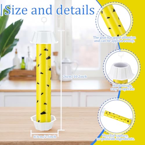 Qualirey 8 Pcs Sticky Fly Trap Stick with Hook, Novel-1, Yellow and Black - color: Yellow and Black, size: Novel-1