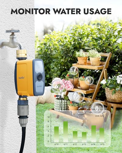 RAINPOINT WiFi Water Timer, Smart Hose Timer for Garden Hose, WiFi Irrigation Controller, Smart Sprinkler System Valve, APP & Voice Control, Weather-Based Automatic Rain Delay, Brass Inlet & Outlet - style: Timer with WiFi Hub