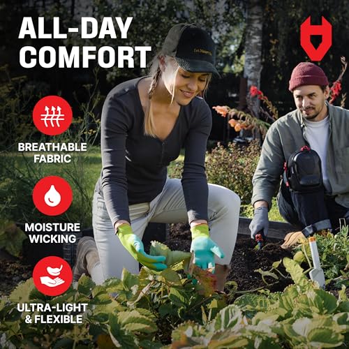 NoCry Premium Women's Gardening Gloves with Strong Non-Slip Grip - 100% Breathable, Superior Dexterity - Perfect Eco-Friendly Garden Gloves for Women - size: Medium