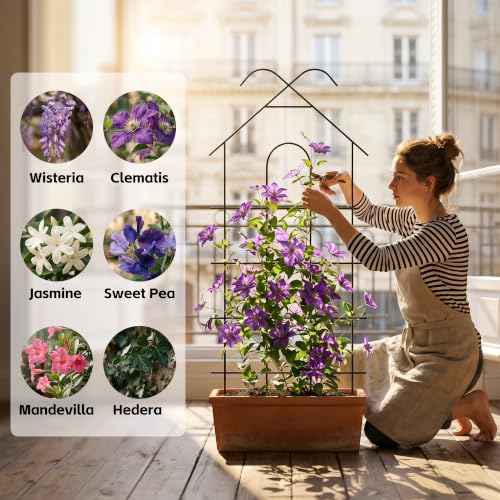 ARIFARO 4 Pack 40" Metal Garden Trellis for Climbing Plants Outdoor - size: 40 inch