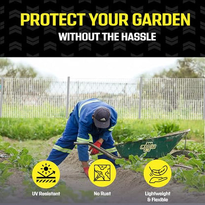 Plastic Garden Fence 4'x100' White, Mesh Roll for Dog Deer Rabbit Barrier - color: White, size: 4' x 100'