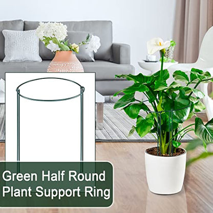 12 Pack 24 Inch Tall Plant Support Stakes, 10" W x 24" H Half Round Peony Cages and Support, Heavy Duty Green Plant Cage Ring Support for Indoor and Outdoor Peony Rose Tomato Hydrangea Flower - size: 10" Wide x 24" High
