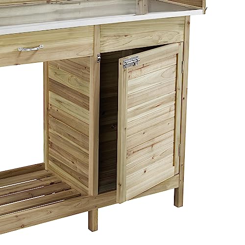 Topeakmart Outdoor Potting Bench with Storage Potting Table,Light Green - color: Light Green
